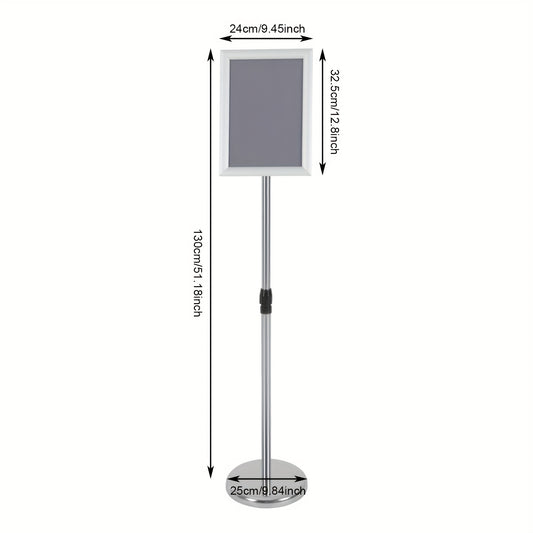 Verstelbare Bordstandaard – Reclamehouder – Posterstandaard – Signaleringstandaard – Displaystandaard – 8-delig – Aluminium Snapframe – In Hoogte Verstelbaar 80-130 cm – Zilverkleurig