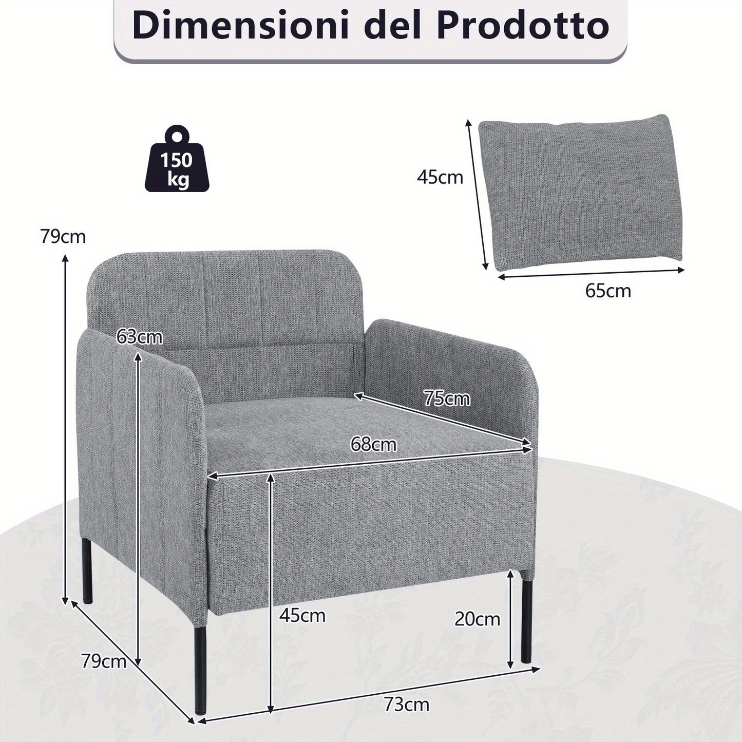 Fauteuil – Lounge Chair – Sessel – Relaxstoel – Grijze Zetel – Diepe Zit 75 cm – Zachte Chenille Stoffering