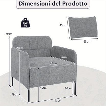 Fauteuil – Lounge Chair – Sessel – Relaxstoel – Grijze Zetel – Diepe Zit 75 cm – Zachte Chenille Stoffering