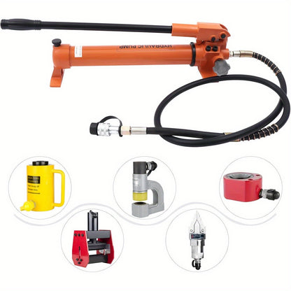 Hydraulische Handpomp – Handpomp – Overhevelpomp – Vloeistofpomp – Brandstofpomp – 200 cm Rubber Slang – Automatische Drukschakeling