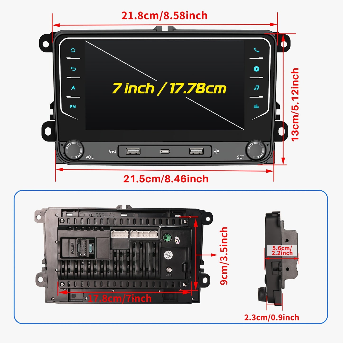 Android 14 Autoradio – Multimedia Systeem – Carplay Speler – Navigatie Radio – AHD Camera Inclusief – 7 Inch IPS Touchscreen – 4GB RAM 64GB Opslag