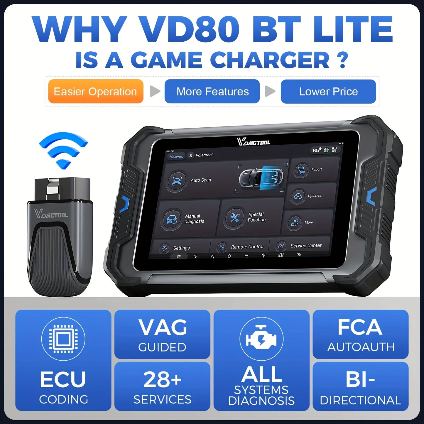 OBD2 Scanner – Auto Uitlezer – Diagnoseapparaat – Codelezer – Uitleesapparaat – WiFi Draadloos – 8-inch HD Touchscreen
