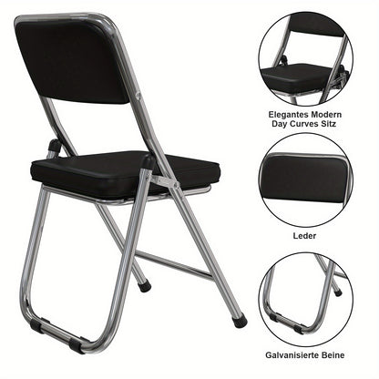 Set van 4 Leren Eetkamerstoelen – Zwarte Lounge Stoelen met Comfortabele Bekleding – Geschikt voor Keuken, Restaurant, Feest of Vergaderruimte