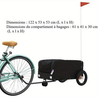 Fietskar – Fietstrailer – Bakfiets – Kinderkar – Bagagetrailer – Zwart – Stalen Frame – Max. 30 kg Laadvermogen
