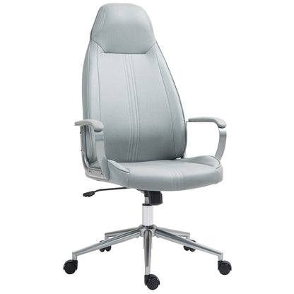 Ergonomische Bureaustoel – Bureaustoel – Werkstoel – Kantelstoel – Draaistoel – Verstelbare Hoogte – Kantelfunctie – Grijs – Microvezel – RVS Frame