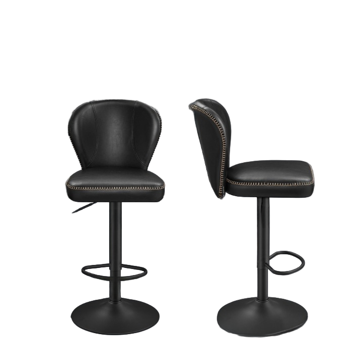 Barkrukken – Barstoelen – Barkruk – Keukenstoelen – Krukken – Verstelbaar 62-84 cm – 360° Draaibaar – Kunstleren Bekleding – Zwart