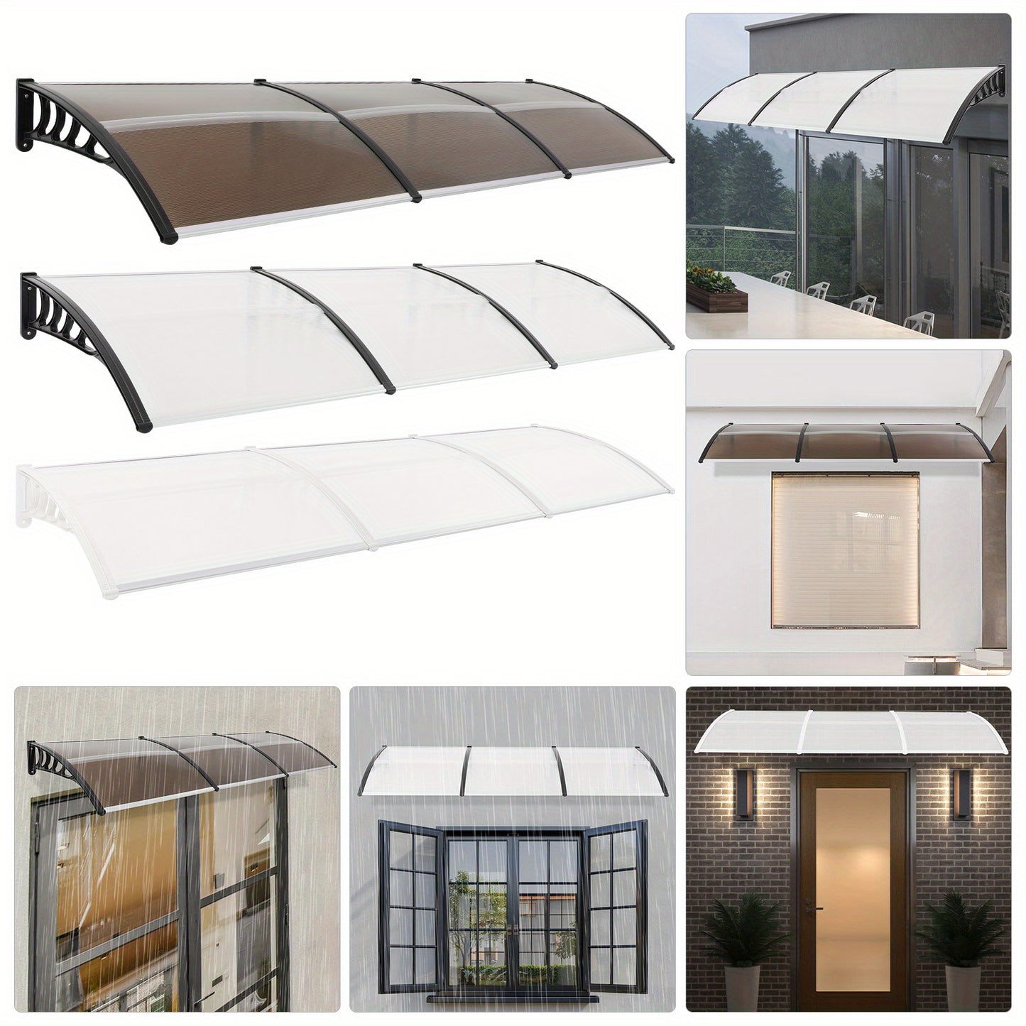 Deurkap Canopy – Boogluifel – Overkapping – Luifel – Zonnescherm – Weerbestendig Aluminium – 90 x 300 cm – Stijlvol & Duurzaam