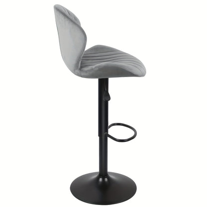 Bar Stools 2pcs - Adjustable Height Swivel Kitchen Chairs with Velvet Padded Seats & Shell-Shaped Backs, Modern Counter Stools Set for Home, Bar, Apartment (Easy Assembly | Space Saving Design), Kitchen Stools For Counter, Hi