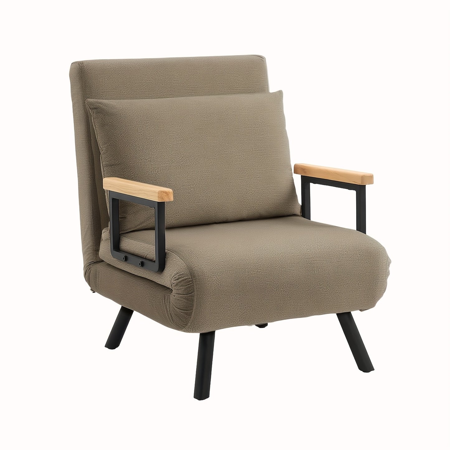 Lounge Chair – Fauteuil – Loungestoel – Relaxfauteuil – Zitzak – Verstelbaar Design – Dikke Memory Foam Vulling – Khaki Katoenen Bekleding