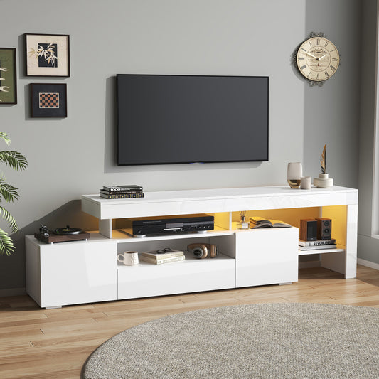 Tv-meubel – TV-kast – Mediameubel – Entertainmentmeubel – Dressoir – Wit – 3 Gesloten Kasten – Geschikt voor 85 Inch TV