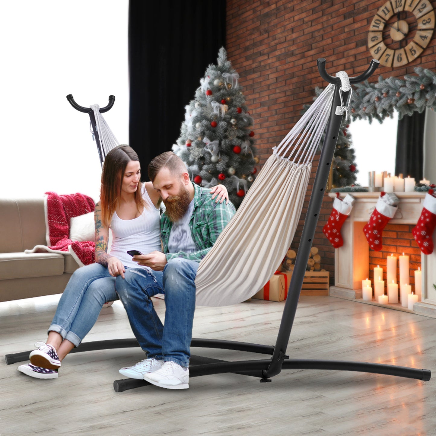 Hangmatstandaard – Hangmat Frame – Hammock Standaard – Staander Voor Hangmat – Stalen Frame – Verstelbare Hoogte – Draagbaar Met Draagtas – Geschikt Voor 10-13 Ft Hangmatten – Maximaal 205 kg Belastbaar