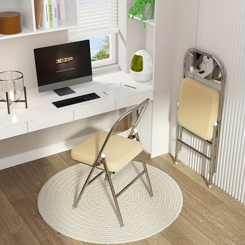 Set van 4 Eetkamerstoelen – Gele Stoelen met Kunstleren Bekleding en Comfortabele Zitting – Stijlvol Ontwerp voor Keuken, Restaurant, Woonkamer of Conferentieruimte