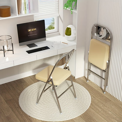 Set van 4 Eetkamerstoelen – Gele Stoelen met Kunstleren Bekleding en Comfortabele Zitting – Stijlvol Ontwerp voor Keuken, Restaurant, Woonkamer of Conferentieruimte