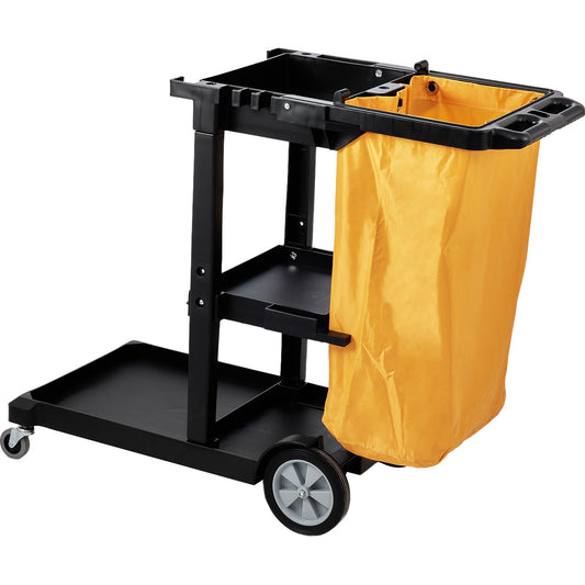 Schoonmaakwagen – Schoonmaaktrolley – Mopwagen – Schoonmaakkar – Dweilwagen – 3-laags met 95L duurzame PVC afvalzak – Hoogwaardig PP materiaal tot 90 kg draagvermogen