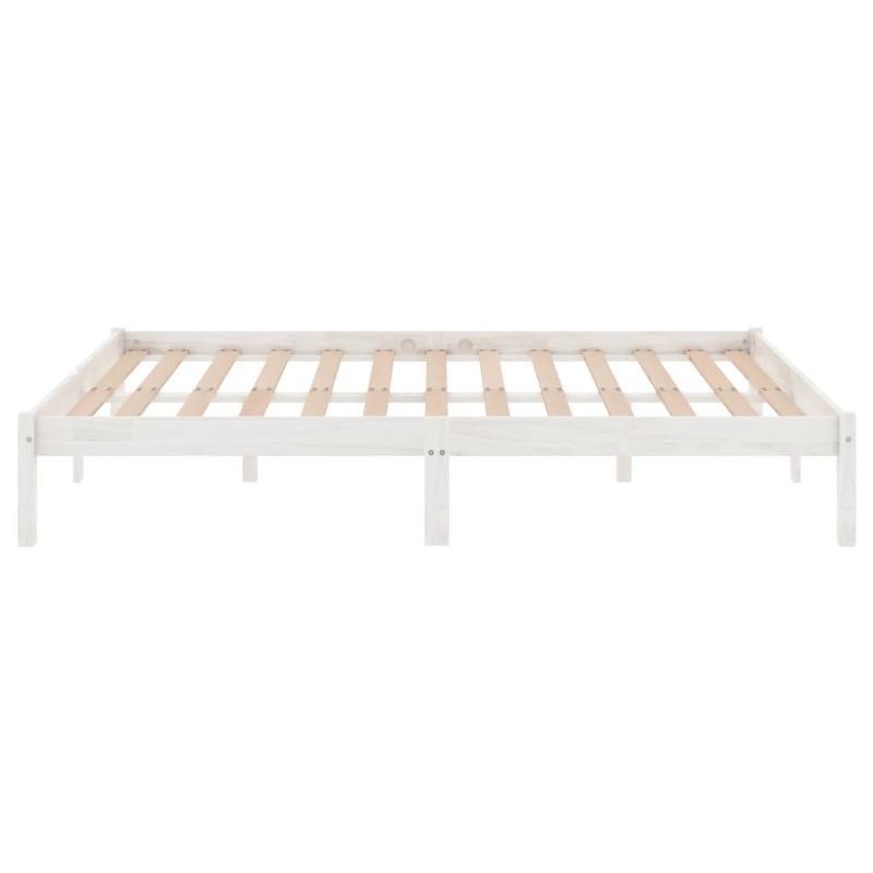 Bedframe – Eenpersoonsbed – Tweepersoonsbed – Platformbed – Nachtbed – Massief Dennehouten Bed – Wit Mat – 160x200 cm – Compleet Gemonteerd