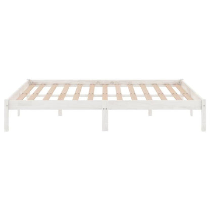 Bedframe – Eenpersoonsbed – Tweepersoonsbed – Platformbed – Nachtbed – Massief Dennehouten Bed – Wit Mat – 160x200 cm – Compleet Gemonteerd