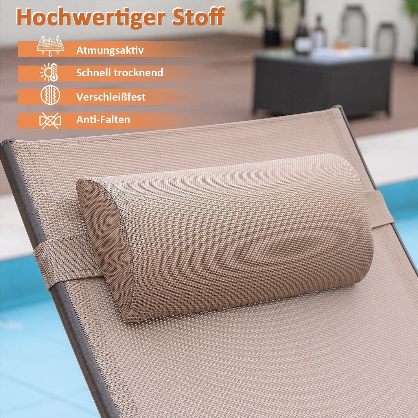 Ligbed – Ligstoel – Schommelstoel – Tuinstoel – Loungebed – 3-Standen Verstelbare Rugleuning – Ademend Sneldrogend Stof – Bruin