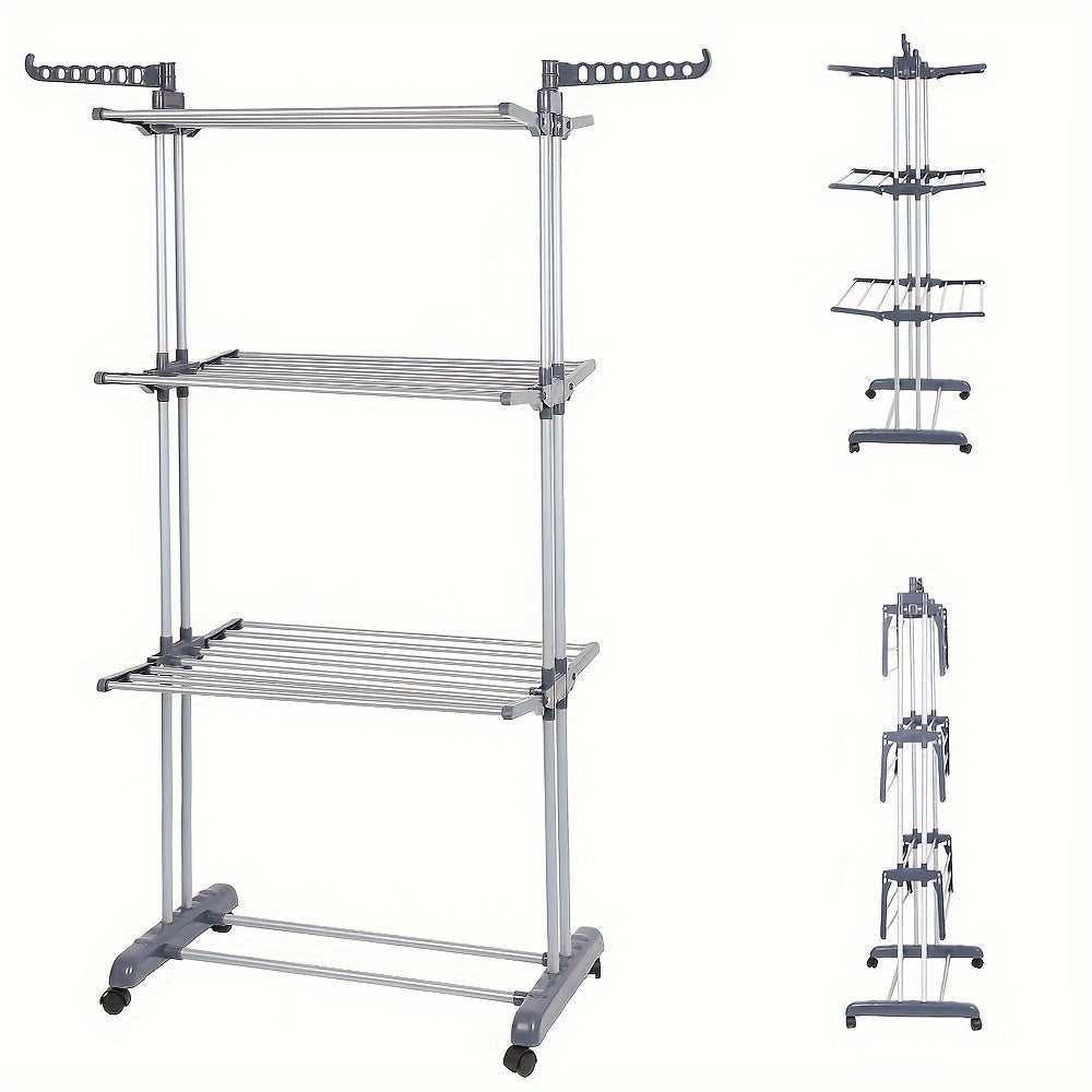 Droogrek – Wasrek – Droogstandaard – Droogtoren – Wastoren – Verticale Inklapbaar – Stevig Metaal – Verrijdbaar 75x49x170 cm