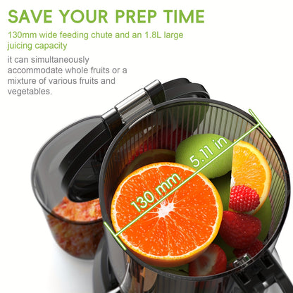 Slowjuicer – Juicer – Sapcentrifuge – Groentenpers – Fruitpers – Brede 130mm Invoer – Hoog Saprendement