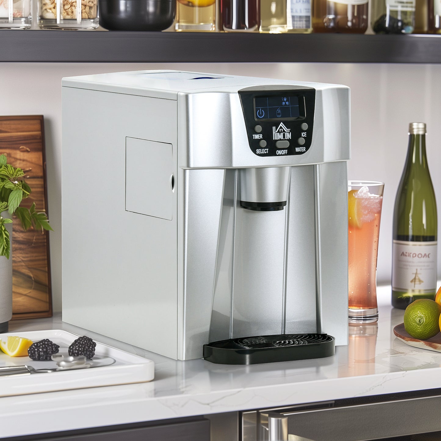 IJsblokjesmachine – IJsblokjesmaker – Icecube Maker – IJsblokjes apparaat – IJsblokjes machine – Compact Zilverkleurig Ontwerp – Zelfreinigend Systeem & 1,2L Waterreservoir