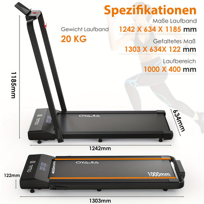 Loopband – Wandelband – Treadmill – Wandelmachine – Fitnessapparaat – Inklapbaar Design – Groot Loopoppervlak 15,7×39,3 inch – 0,75HP Motor 1-12 km/h – Slimme App Bediening – LED Display – Stil en Compact