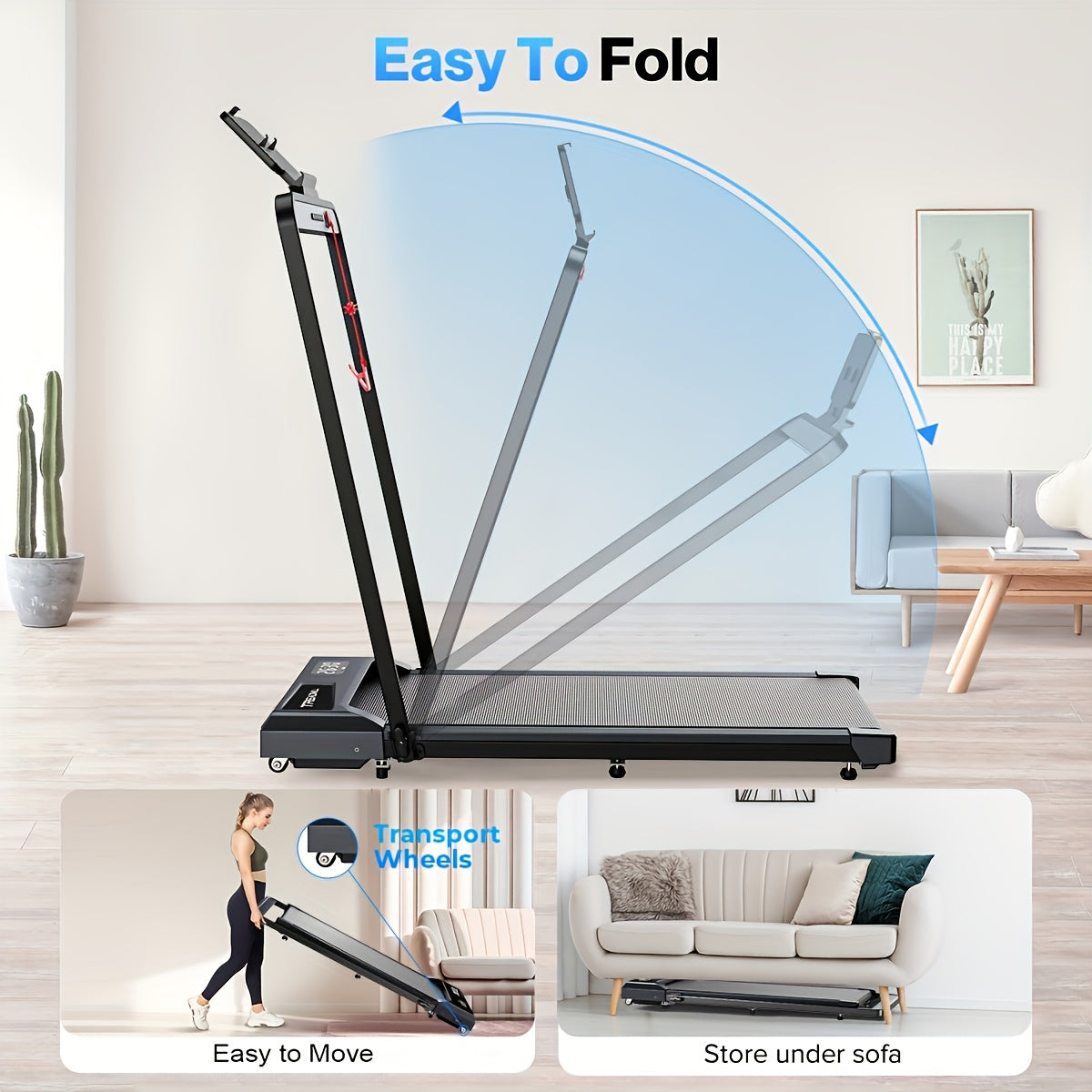 Smart Walking Pad With 10% Incline, Folding Treadmills For Home, Foldable With Handle Bar, 3.0HP Under Desk Treadmill, 3 Control Methods & 145kg Capacity, Kinomap/Zwift Compatible, Exercise Anytime, Best Gift, Christmas Gift,