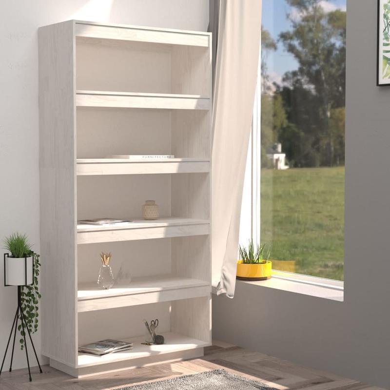 Bookshelf/Room Divider 80X35X167 Cm Made of Solid Pine Wood in White
