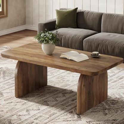 Salontafel – Woonkamertafel – Koffietafel – Bijzettafel – Tafeltje – Groot – Rechthoekig – Houtnerf Bruin – Lage Profiel – Stevig Met Verstelbare Poten