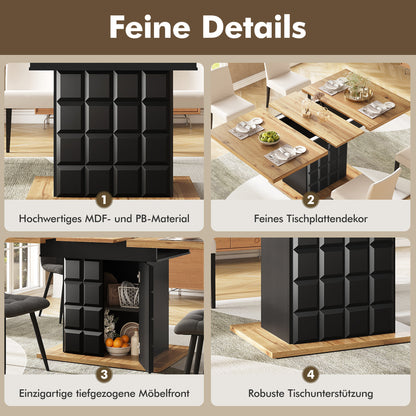 Uitklaptafel – Klaptafel – Vouwtafel – Uitschuiftafel – Eettafel – Uitschuifbaar 110-140 CM – Opbergruimte Onderblad – Houtlook Design