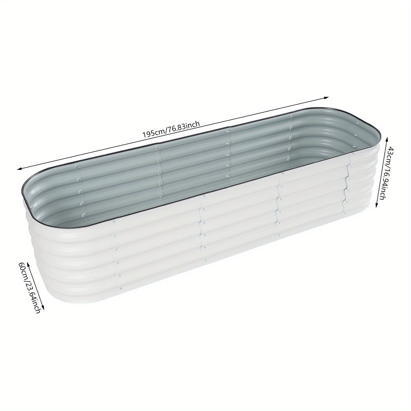 Verhoogd Tuinbed – Verhoogde Plantenbak – Moestuinbak – Kweekbak – Bloemenbak – Gegalvaniseerd Staal – 195x60x43 cm – Wit
