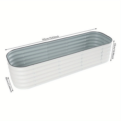 Verhoogd Tuinbed – Verhoogde Plantenbak – Moestuinbak – Kweekbak – Bloemenbak – Gegalvaniseerd Staal – 195x60x43 cm – Wit