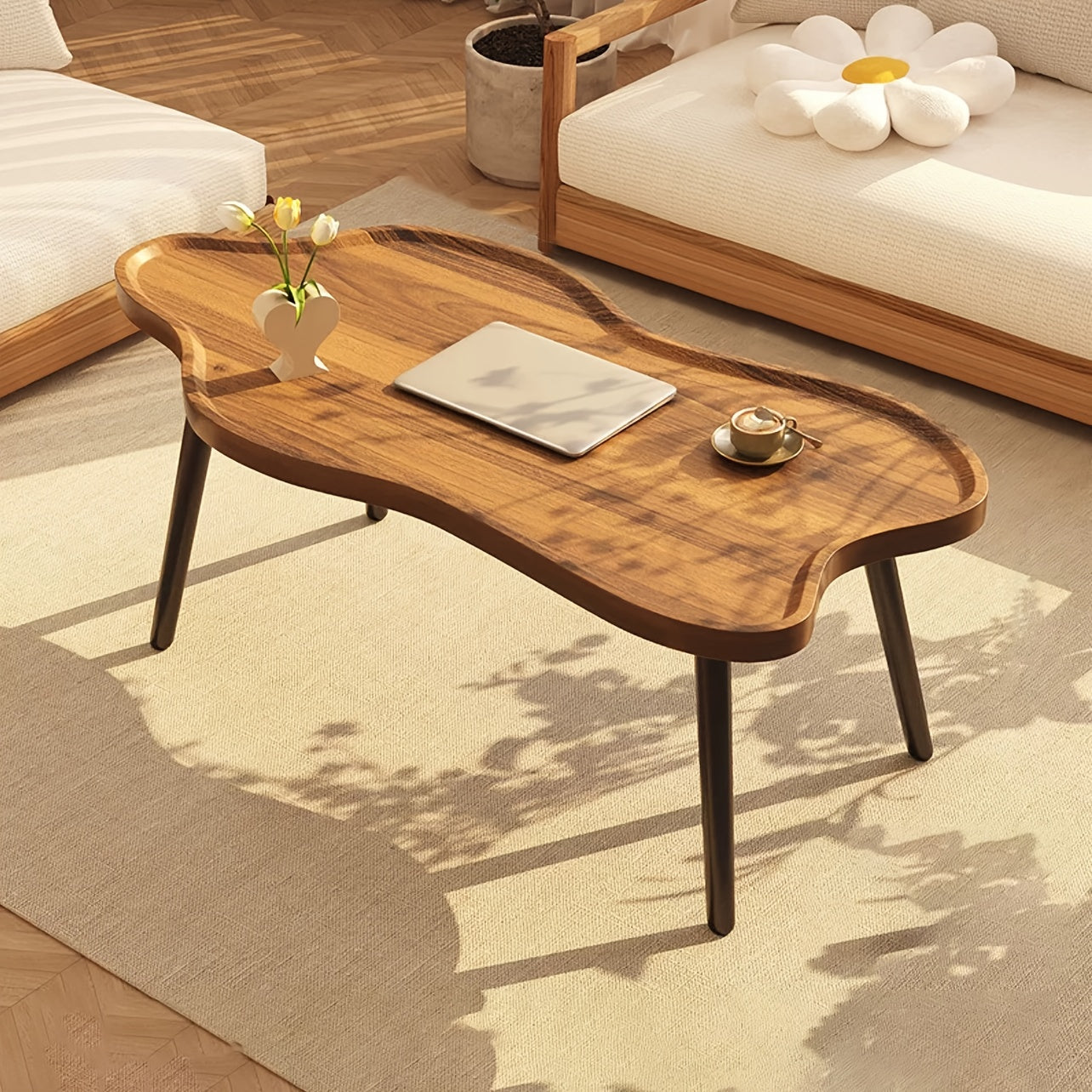 Salontafel – Koffietafel – Woonkamertafel – Bijzettafel – Theetafel – Walnoothout & Kunstboard – Modern Minimalistisch Design – Compact 120x60x48 cm