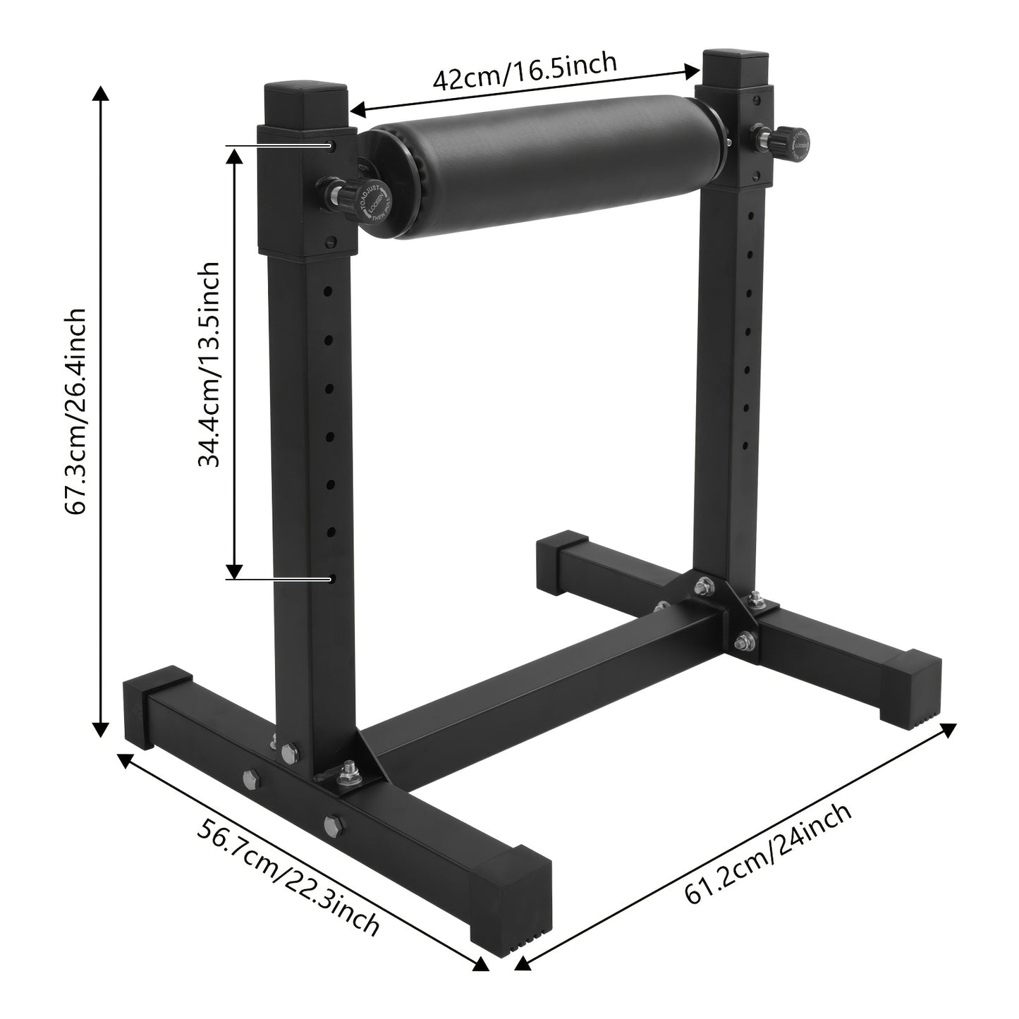 Split Squat Stand – Single Leg Squat Stand – Enkelsquat Hulpmiddel – Enkelroller – Beensteun – Zwart – Verstelbare Hoogte 9 Standen – Robuust Q235 Koolstofstaal