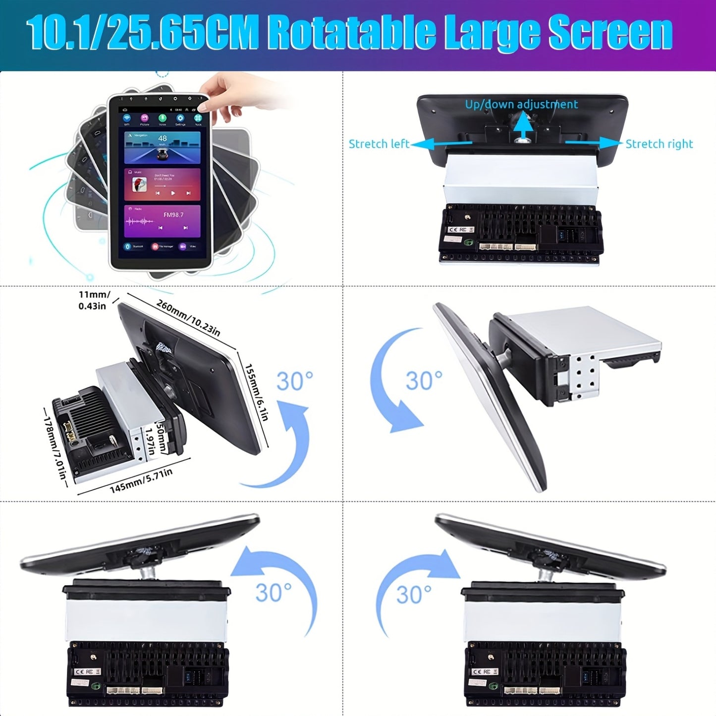Autoradio – Android Autoradio – Auto Radio – Car Stereo – Multimedia Speler – 10,1 Inch Draaibaar Scherm – Wireless Carplay & Android Auto