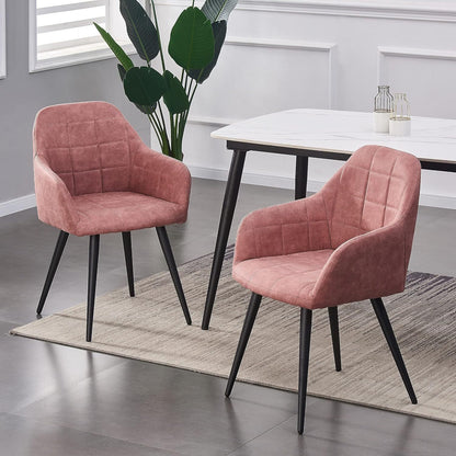 Eetkamerstoel – Kuipstoel – Stoel – Keukenstoel – Set Van 2 – Kunstfluweel Bekleding – Metalen Poten – Comfortabel & Duurzaam – Zithoogte 82 cm