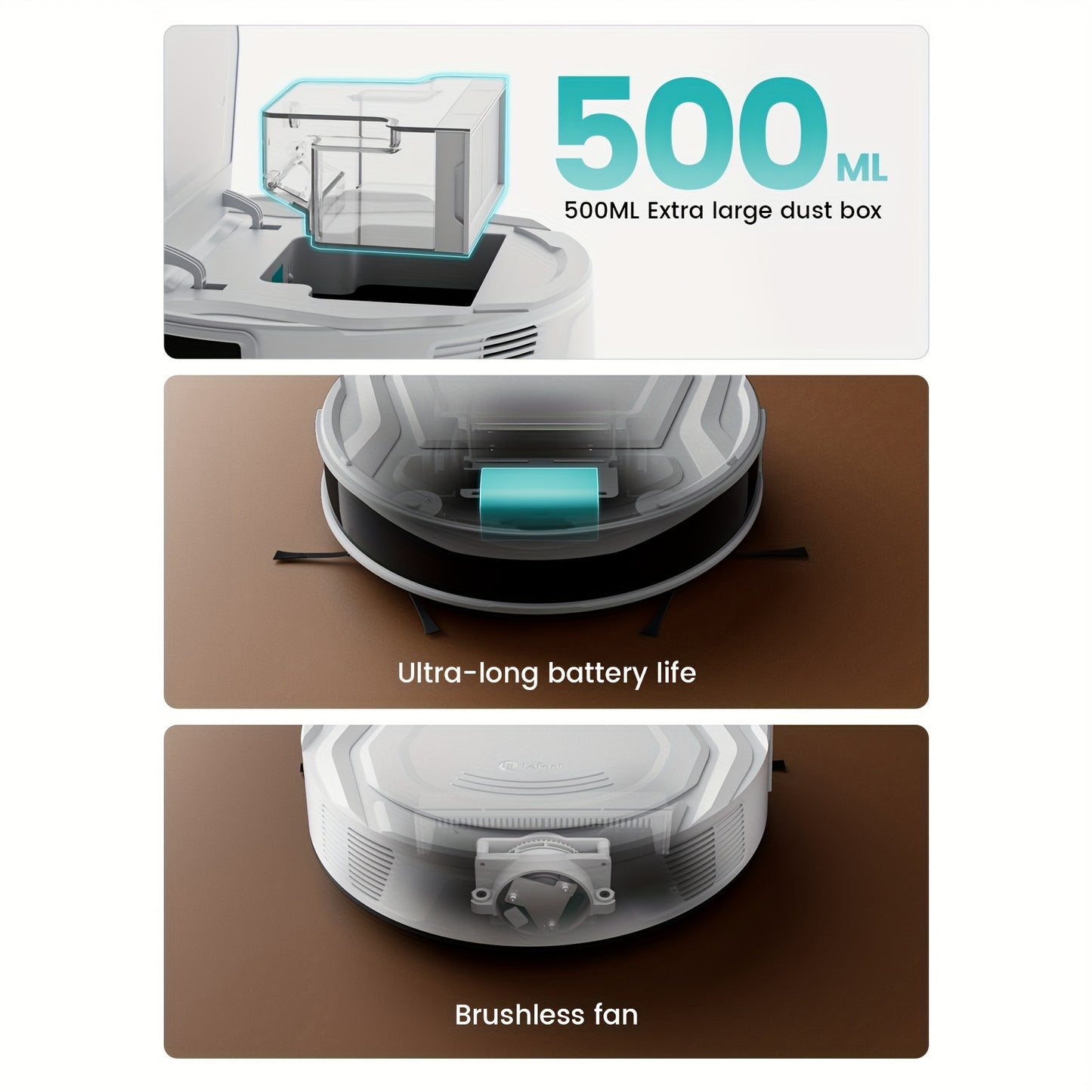 Robotstofzuiger – Slimme Stofzuiger – Dweilrobot – Automatische Stofzuiger – Huisdierreiniger – 2600 mAh Lithium Accu – Anti-Klit Technologie – Wit