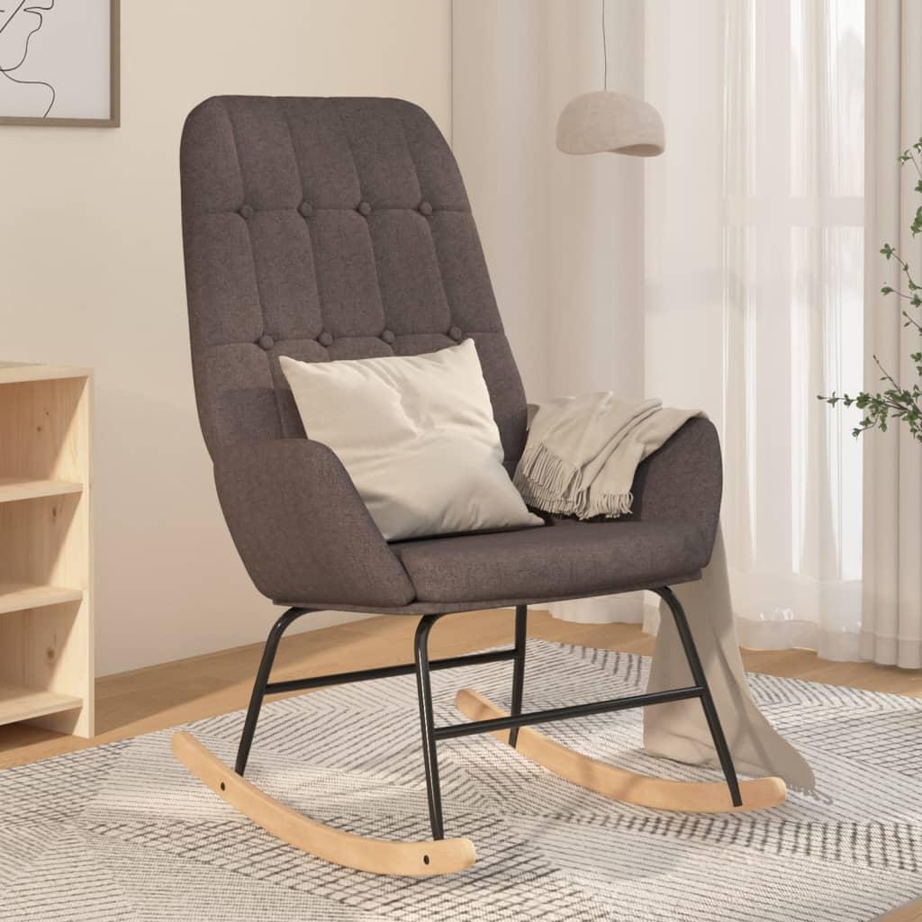 Schommelstoel – Schommeldstoel – Relaxstoel – Lounge Stoel – Donkergrijze Stoffering – Stevig Hardhout – Comfortabele Zitting