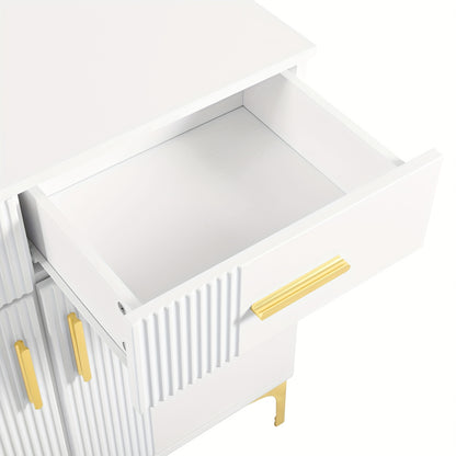 Modern Sideboard with 2 Doors And 2 Drawers - Storage Cabinet with Metal Handles And Metal Feet for Living Room, Hallway Or Dining Room.