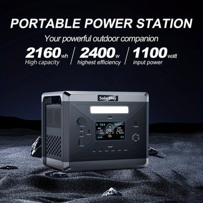 Draagbare Powerstation – Noodstroomgenerator – Energieopslag – Zonne-accu – Camping Accu – 2160Wh LiFePO4 Batterij – 2400W Continu Vermogen