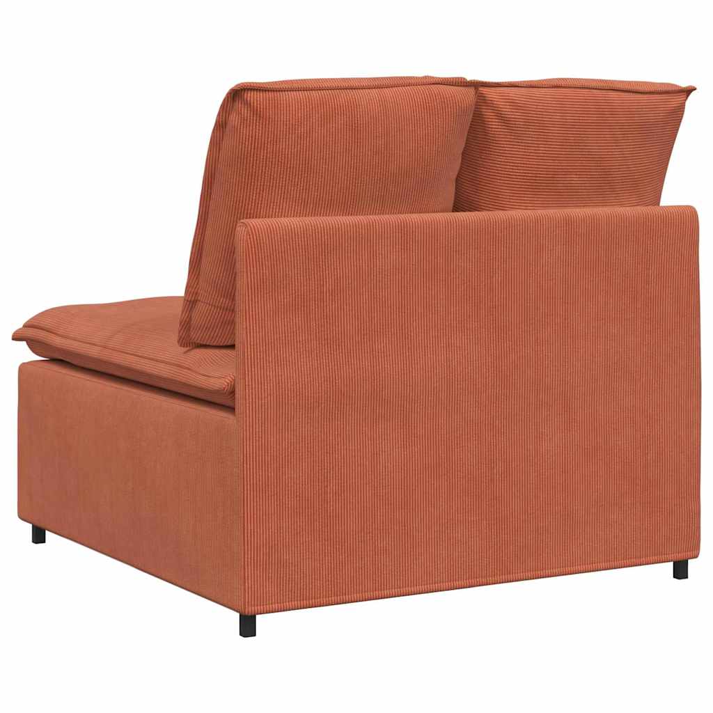 Modulaire Bank – Bankstel – Hoekbank – Zithoek – Segmentbank – Comfortabele Corduroy Bekleding – Stevig Metalen Frame – Rood-Oranje Middenmodule