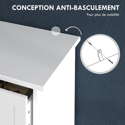 Ladekast – Opbergkast – Commode – Kast – Ladenkast – Wit – 5 Ruime Laden – Compact Formaat 74x40x91 cm