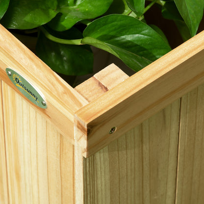 Tuinscherm – Privacy Scherm – Tuinafscheiding – Vouwscherm – Bloembak Scherm – Drievoudig Vouwbaar – Natuurlijk Hout – 133x62x165 cm – 4 Geïntegreerde Bloembakken