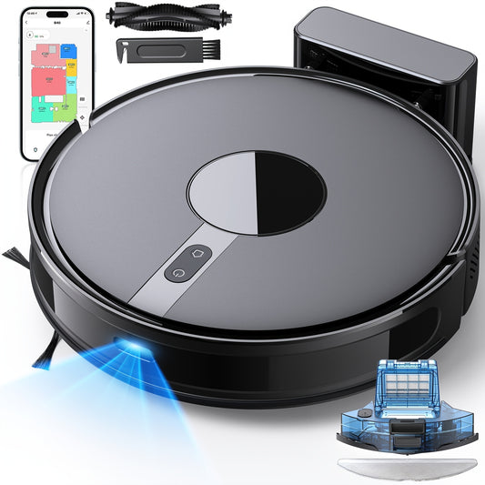 Lubluelu B40 3-in-1 Robot Vacuum and Mop with Mop System, 6500Pa Suction, Ultra-Slim, Low Noise (62dB), Mapping & App, Compatible for Carpet/Hard Floors & Pet Hair, & Avoidance,