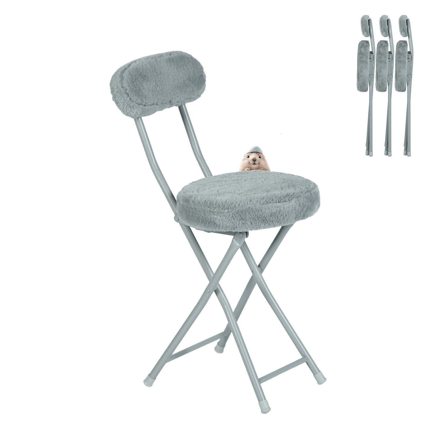 Skistoel – Ski Stoel – Opvouwbare Stoel – Binnenstoel – Comfortabele Zitplek – Set Van 4 – Zachte Pluche Bekleding – Stevig Metalen Frame