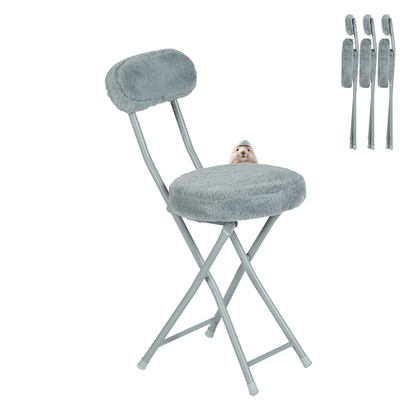Skistoel – Ski Stoel – Opvouwbare Stoel – Binnenstoel – Comfortabele Zitplek – Set Van 4 – Zachte Pluche Bekleding – Stevig Metalen Frame
