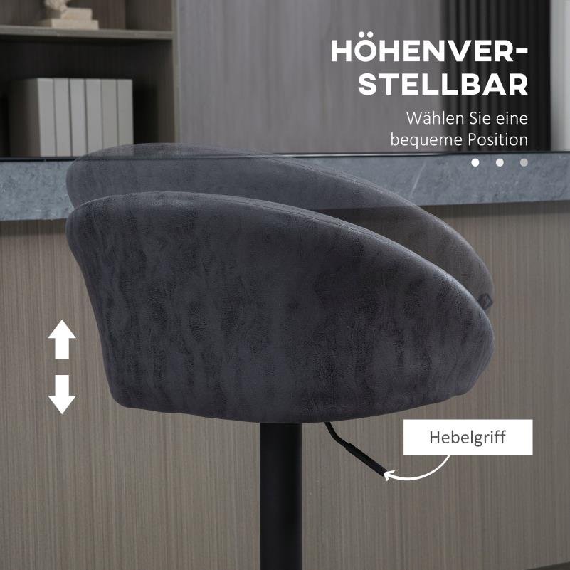 Barstoel – Barkruk – Barstoelen – Keukenstoel – Counterstoel – Verstelbare Hoogte 57-104 cm – Kunstleer Met Armleuning En Rugsteun