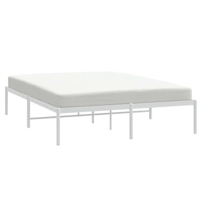 Modern White Metal Bed Frame with Sturdy Steel Construction - Heavy-Duty Platform Bed, No Box Spring Needed, Easy Assembly, 59"x79" (150x200cm) Size, Minimalist Design for Contemporary Bedrooms, Durable Metal Frame with Under