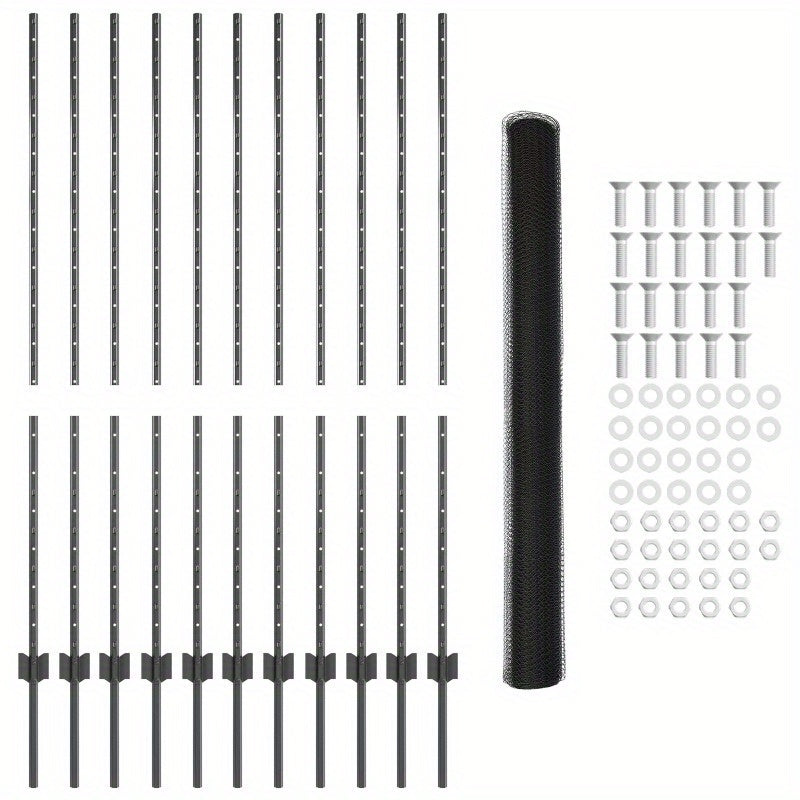 Schuttingpaal – Tuinpalen – Tuinhout – Hekwerkpaal – Staalpaal – Grijs – 140 cm Lengte – Hexagonaal U-Profiel