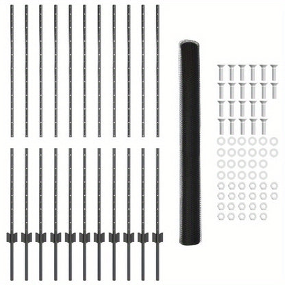 Schuttingpaal – Tuinpalen – Tuinhout – Hekwerkpaal – Staalpaal – Grijs – 140 cm Lengte – Hexagonaal U-Profiel