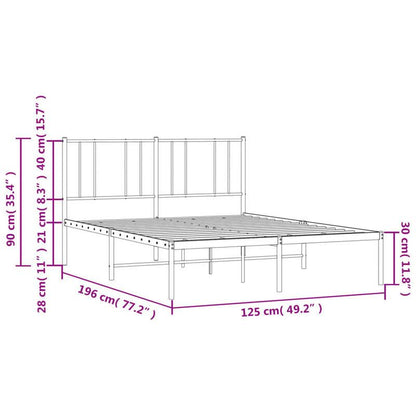 Modern Minimalist Bed Frame with Headboard - Heavy-Duty All-Metal Construction, Tool-Free Assembly, Extra Long Legs for Stability - Fits Standard Mattresses - Ideal for Small Spaces & Contemporary Bedrooms - 120x190cm (47x75i